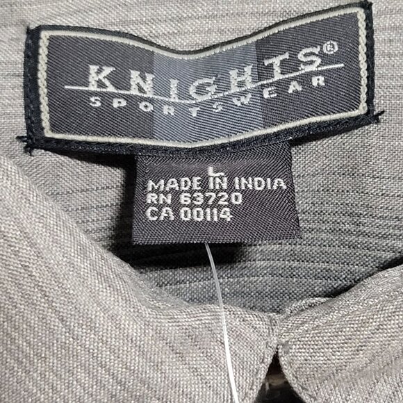 Knights Sportswear Button Front Shirt Mens Large Gray Striped Long Sleeve New - Picture 4 of 6